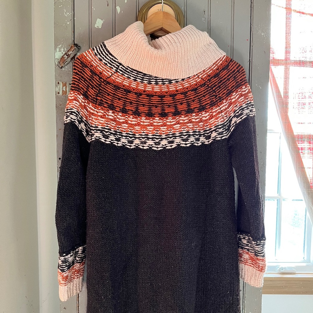 Madewell Fair Isle turtleneck cowl sweater dress Medium